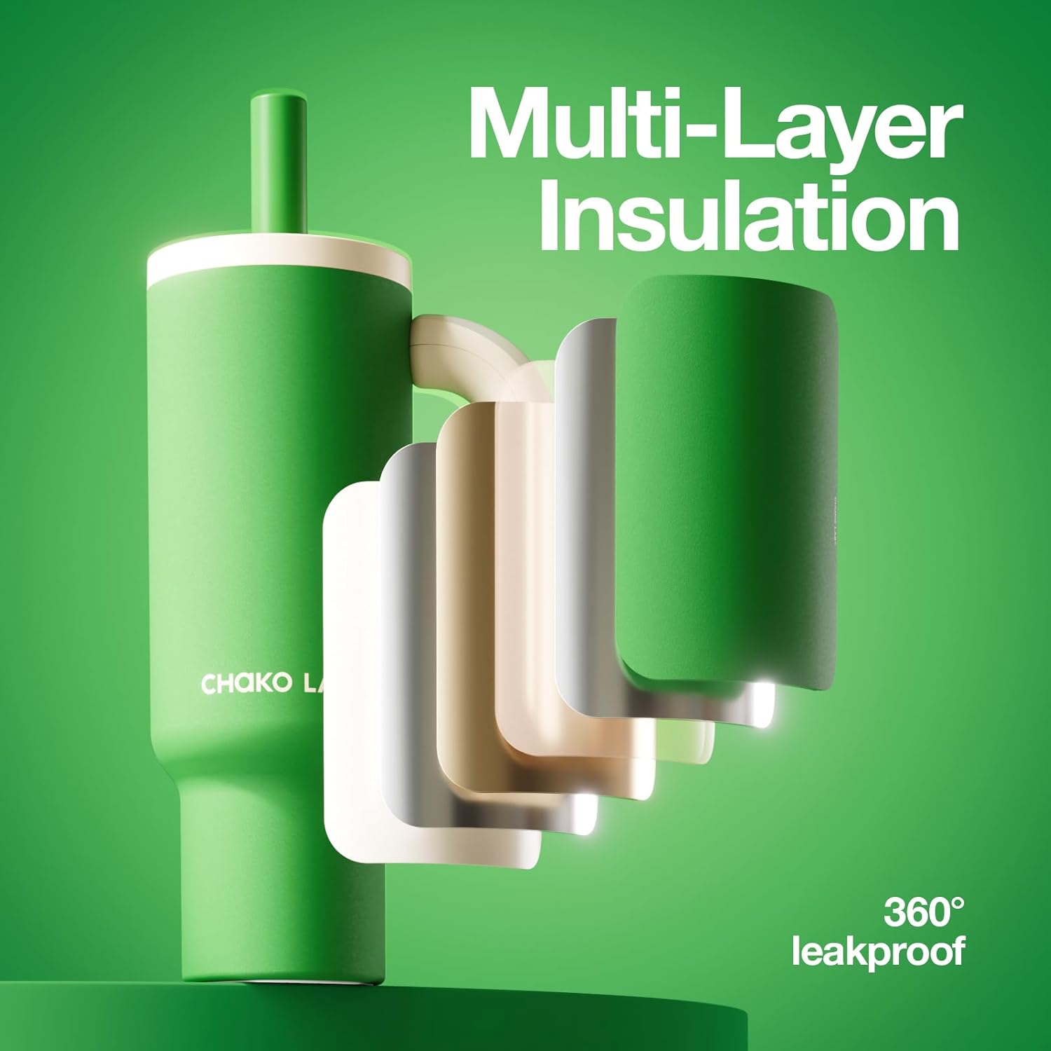 Термос Chako Lab BaWang зелений 1050 мл з подвійними стінками