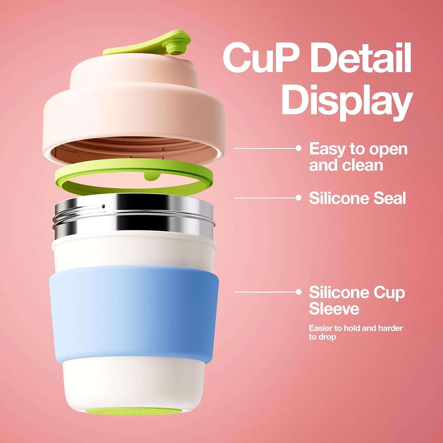 Пляшка Chako Lab Coffee Cup рожева з подвійною ізоляцією