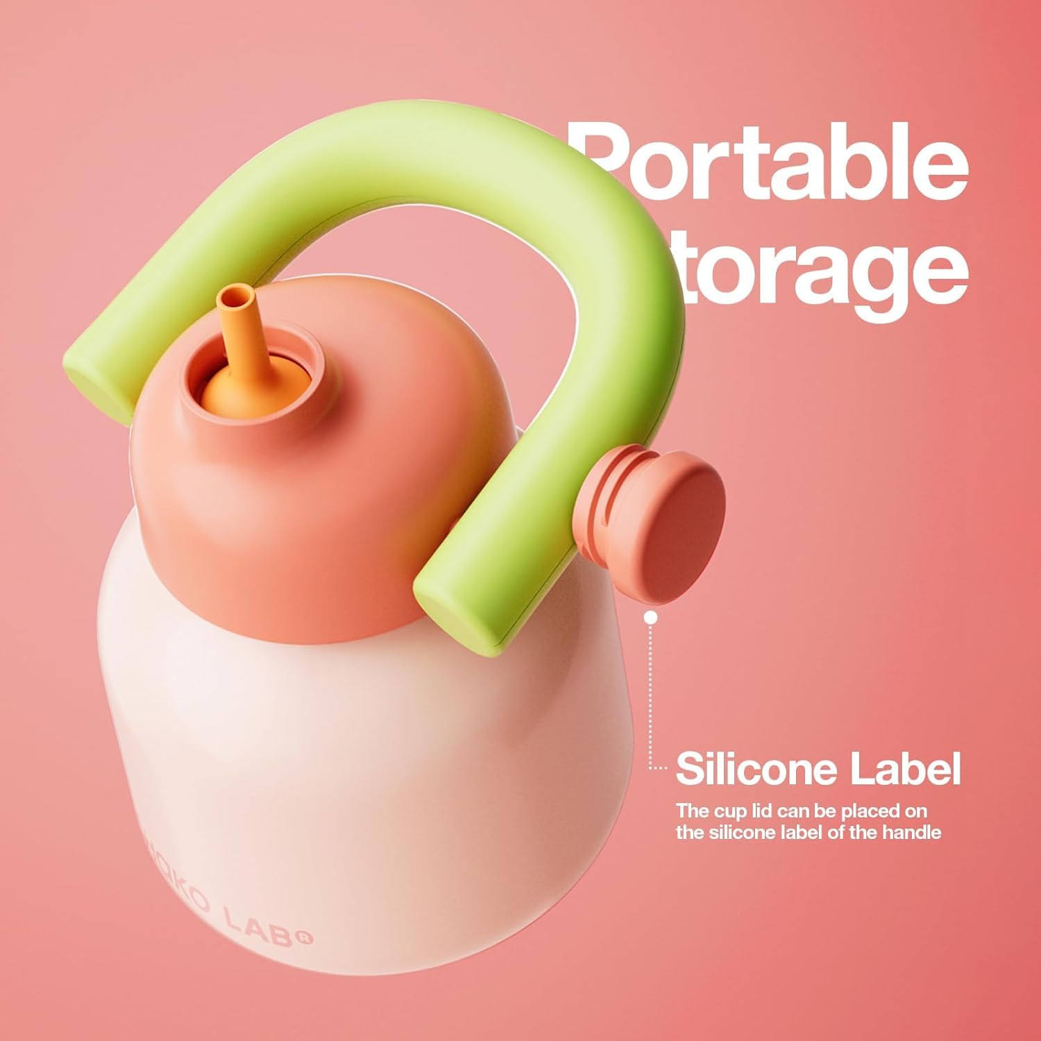 Рожева термочашка LinLin Pot з нержавіючої сталі та силіконовою трубочкою