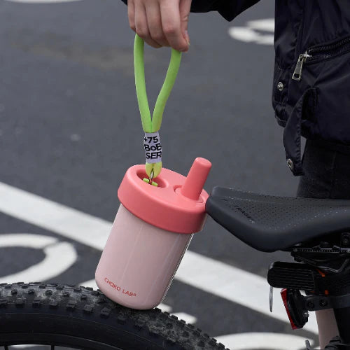 Рожева термочашка BoBo Cup з трубочкою для напоїв