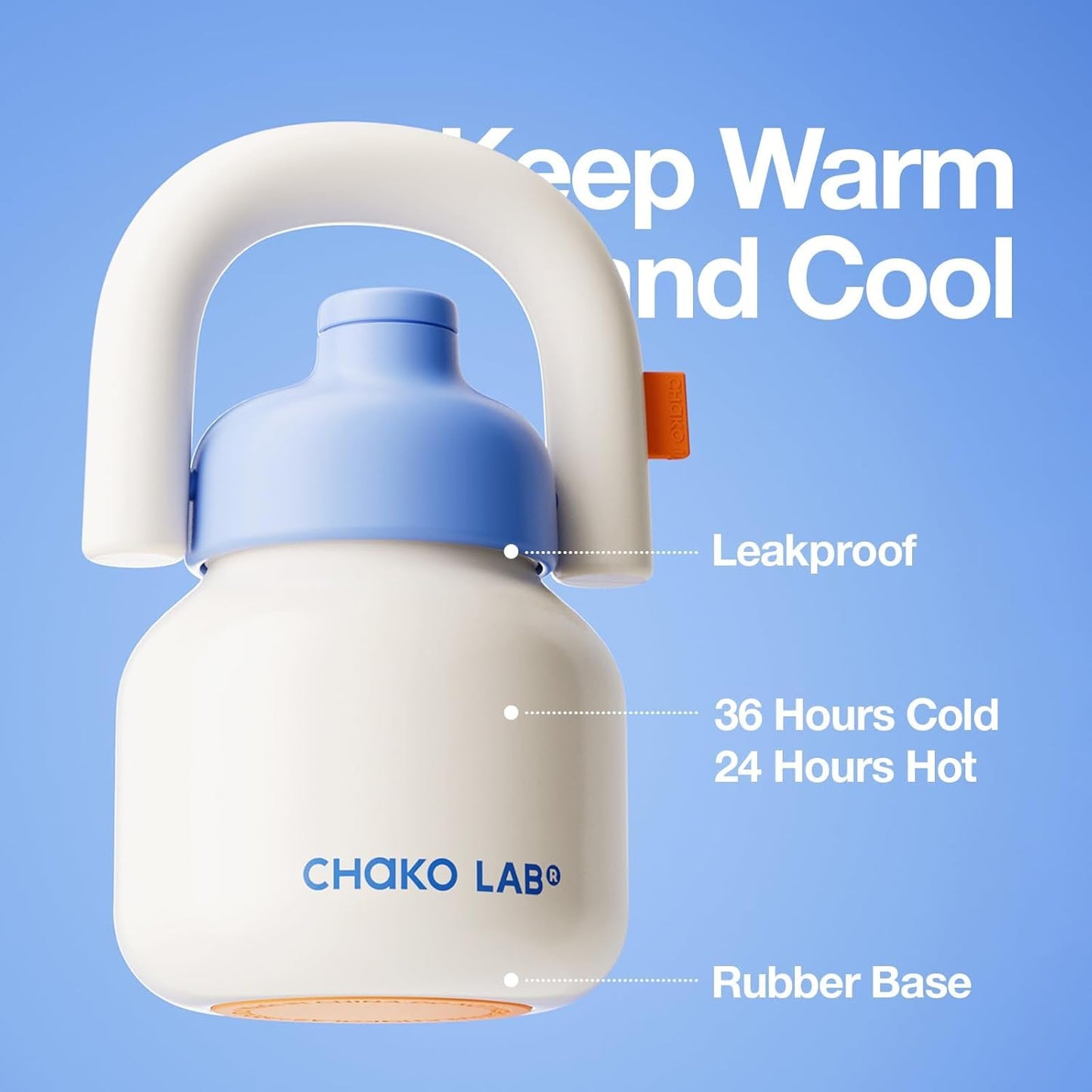 Біле термогорнятко Chako Lab LinLin Pot 1000 мл з нержавіючої сталі