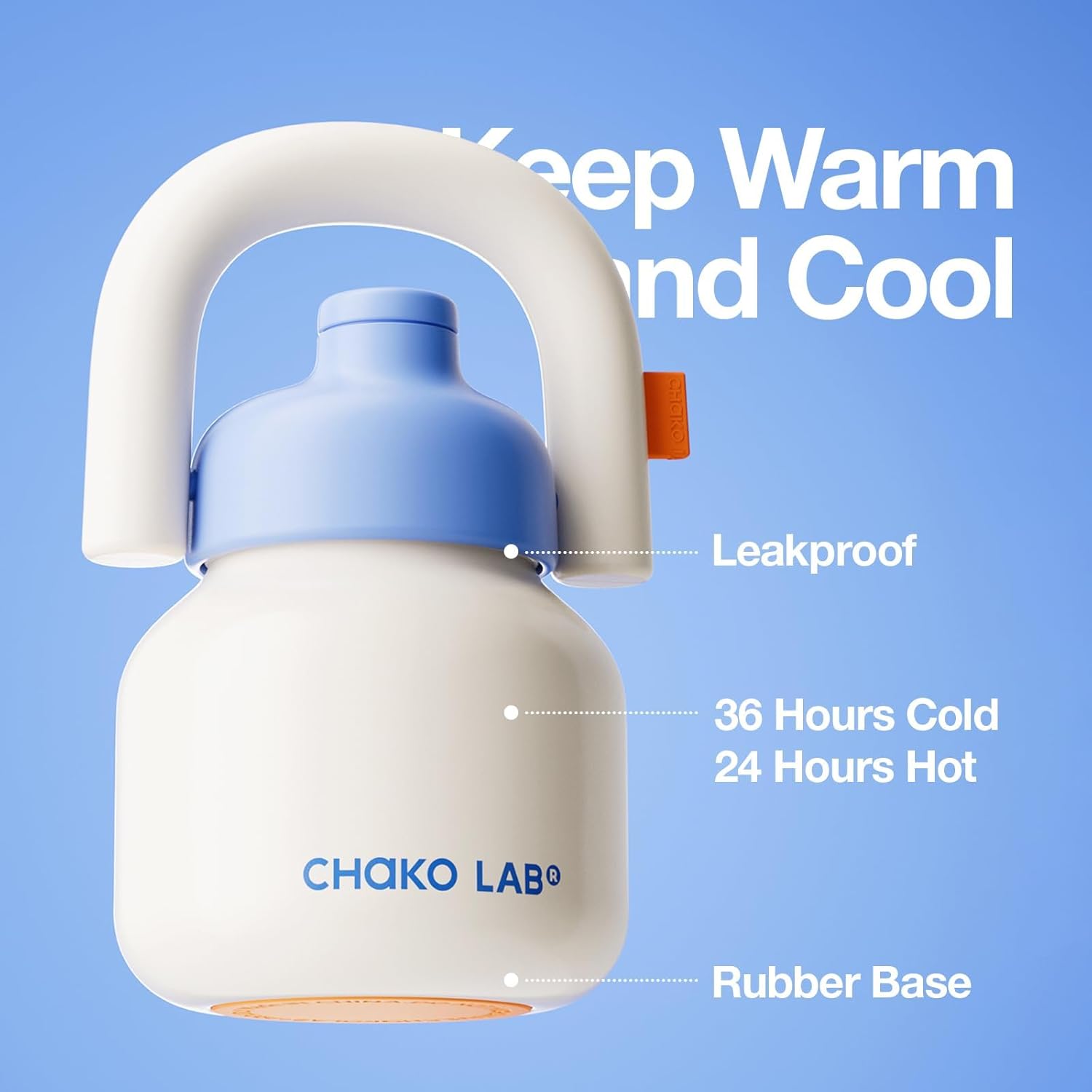 Біле термогорнятко Chako Lab LinLin Pot 1000 мл з нержавіючої сталі