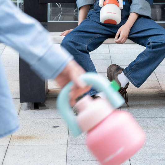 Термочашка LinLin Pot малинова з силіконовою трубочкою та ручкою